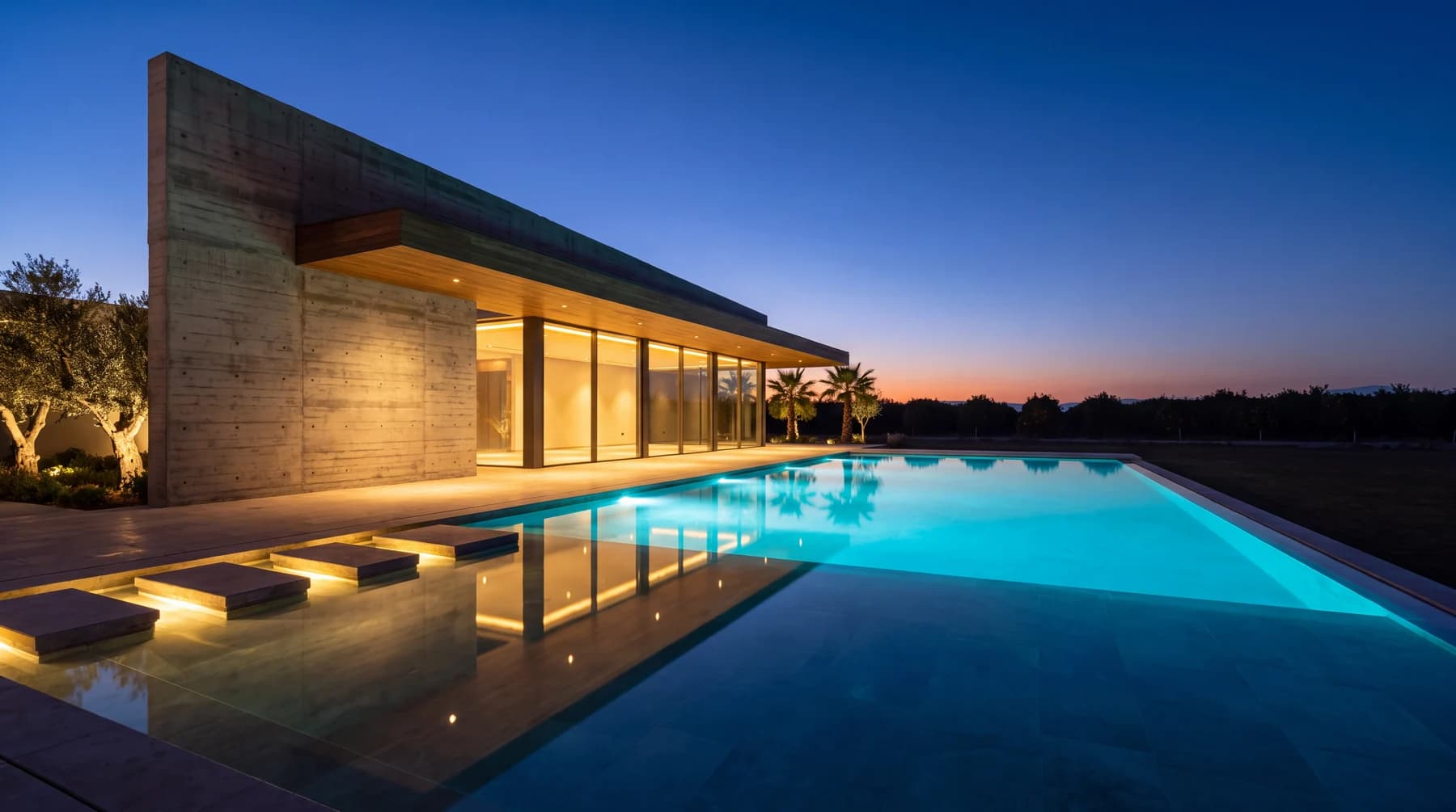 Adana Villa & Bahçe Havuzu Yapımı — Gece Aydınlatması