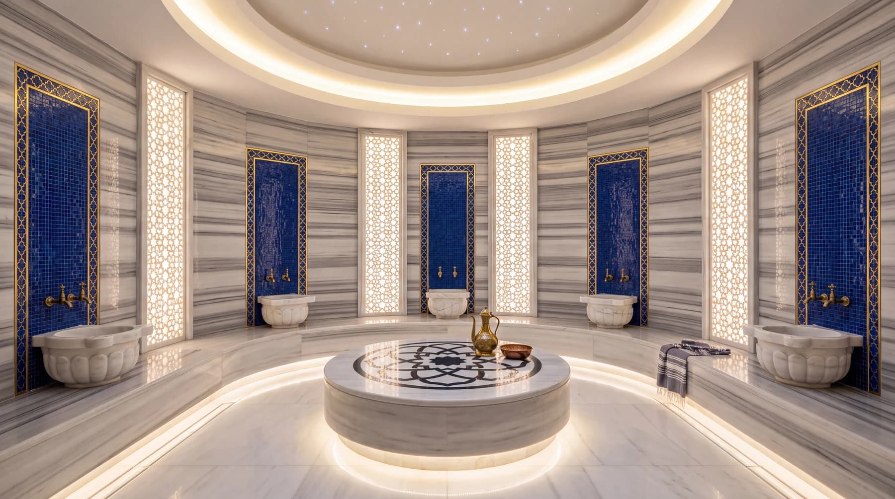 Kubbeli Lacivert Mozaik Hamam — Sonra