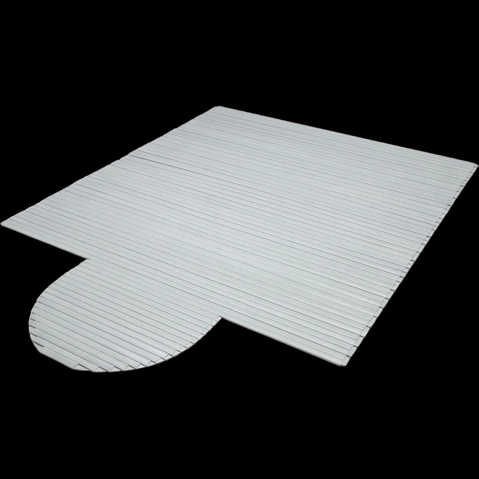 Roussillon underwater automatic pool cover, light grey slatted sheet and rounded end, top view