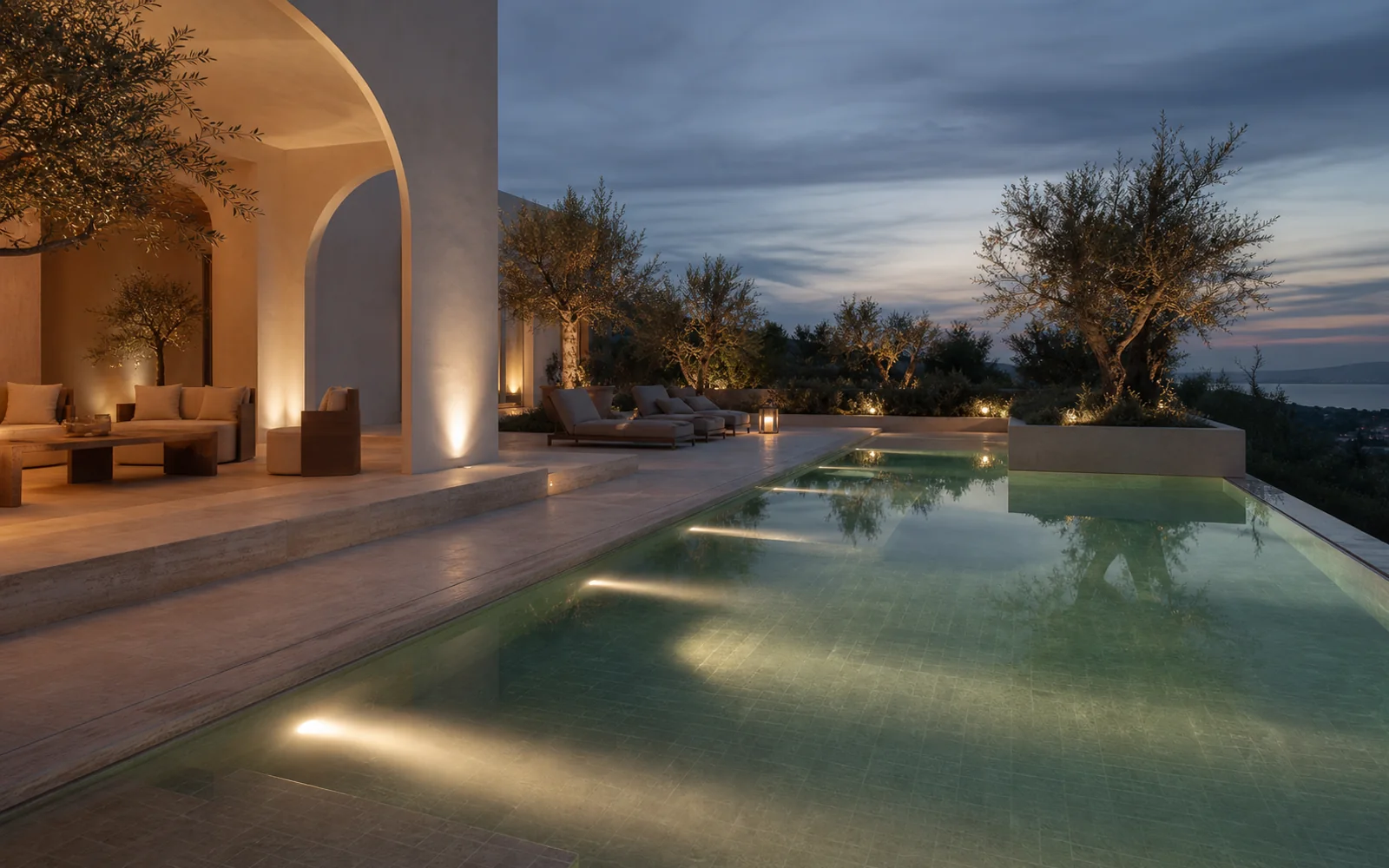 إضاءة المسبح: اختيار LED والسلامة وتحديد المواقع