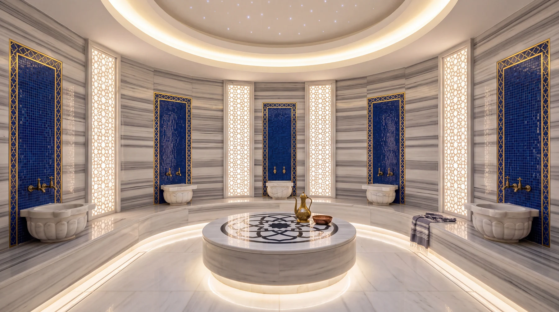 Kubbeli Lacivert Mozaik Hamam — Sonra
